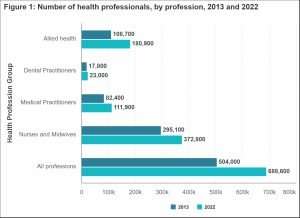 Statistics number of health professionals AHW 2024