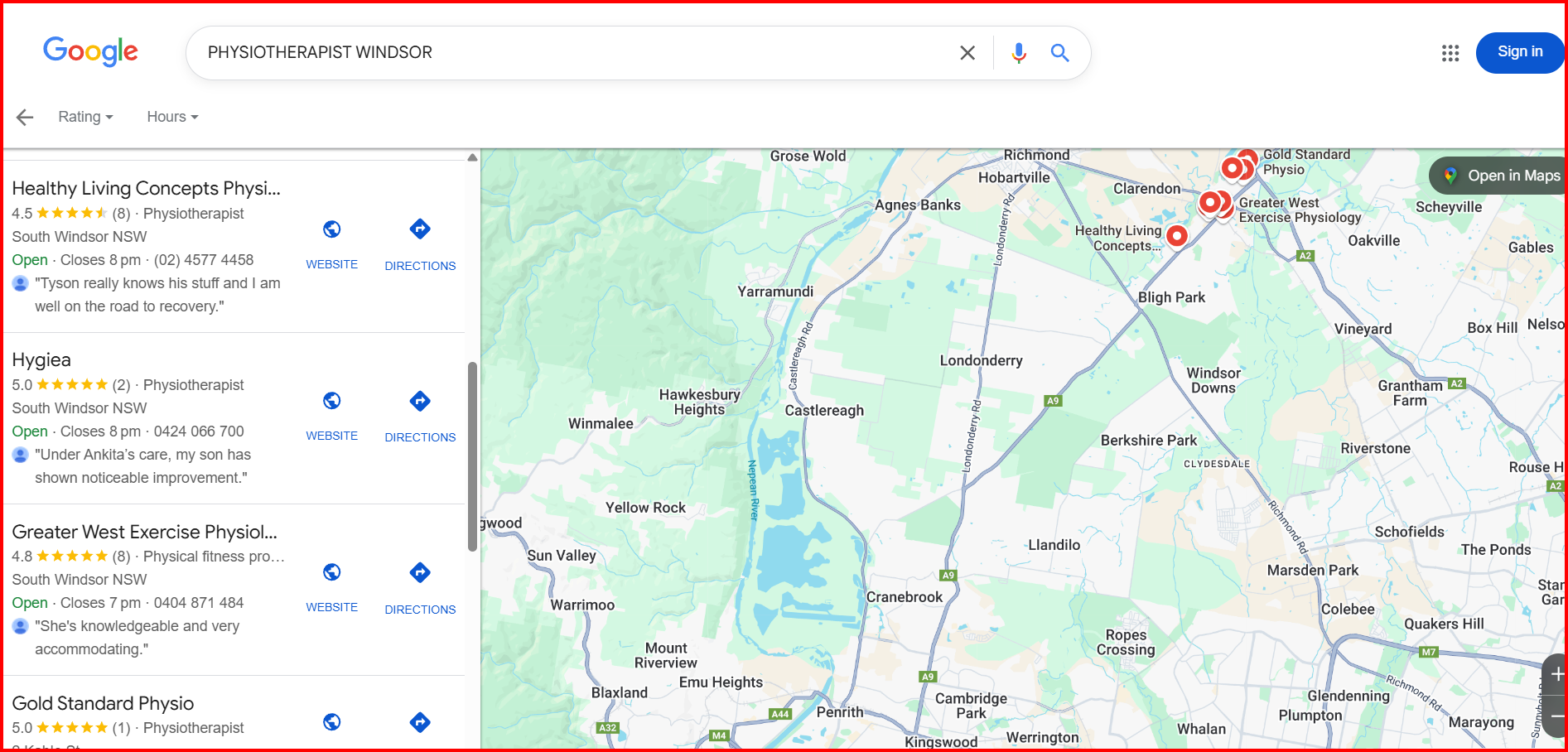 Google-search-Google-business-profile-optimised-profile-search-physiotherapy-location